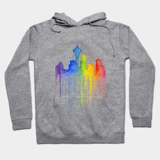 Seattle Watercolor Rainbow Hoodie